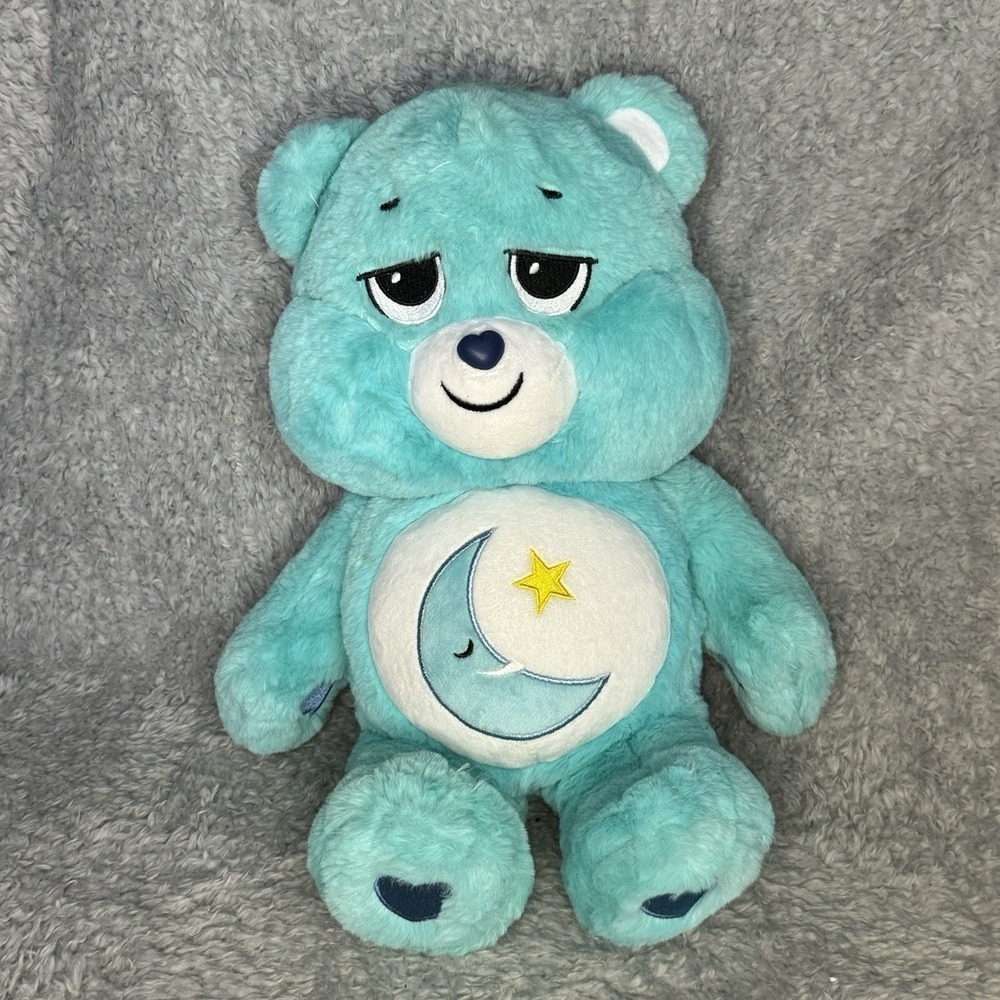 Care Bears Bedtime Bear Plush 15" Blue Moon Star Belly Soft Stuffed Animal Toy